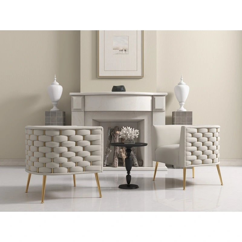 SEYNAR Mid-Century Modern Velvet Round Accent Chair for Living Room, set of 2