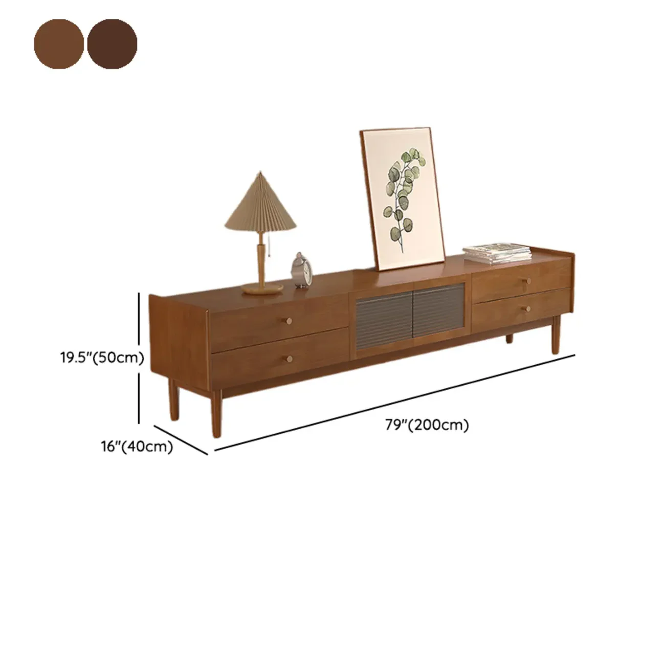 71 Rectangle Cherry Wood TV Stand with Cabinet & Drawers