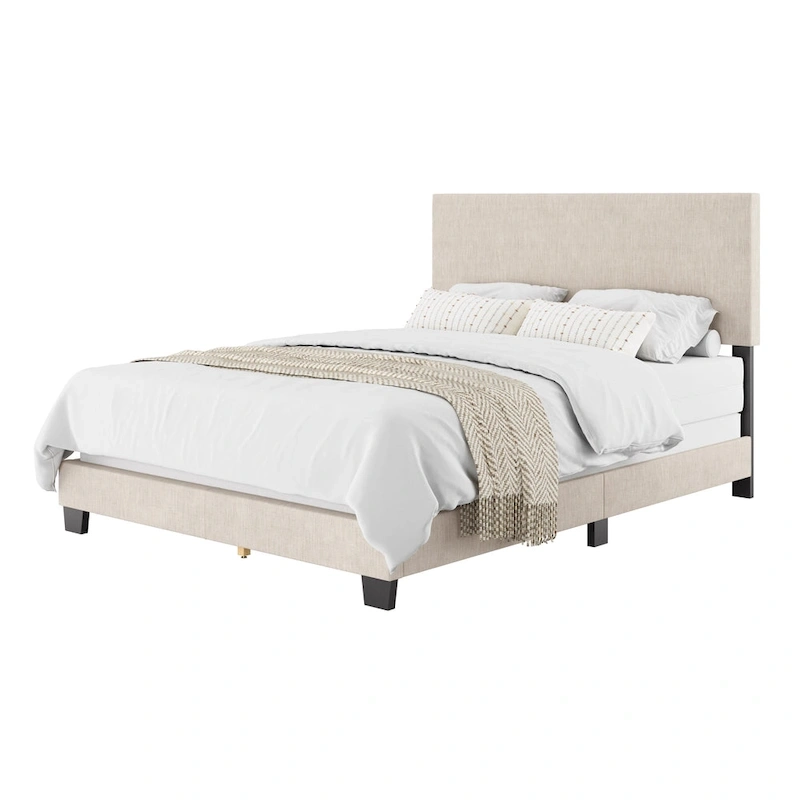 Nova Upholstered Modern Queen Bed, Box Spring Required