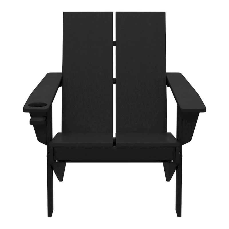 Polytrends Coastin Modern Poly Adirondack Chair (Set of 2), Black
