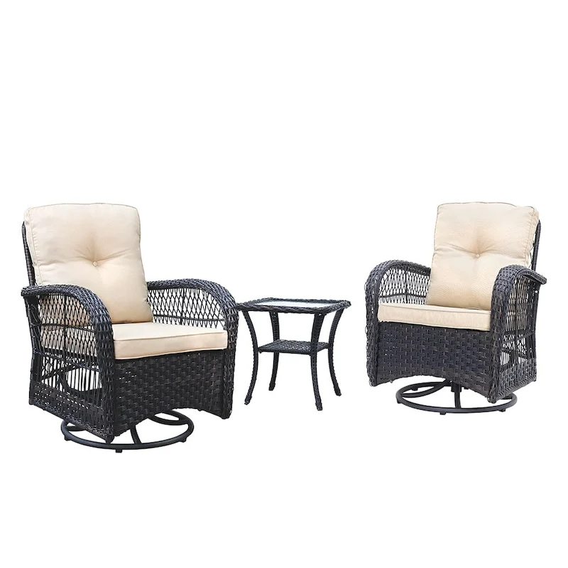 3-piece Wicker Swivel Chair Conversation Set by Havenside Home