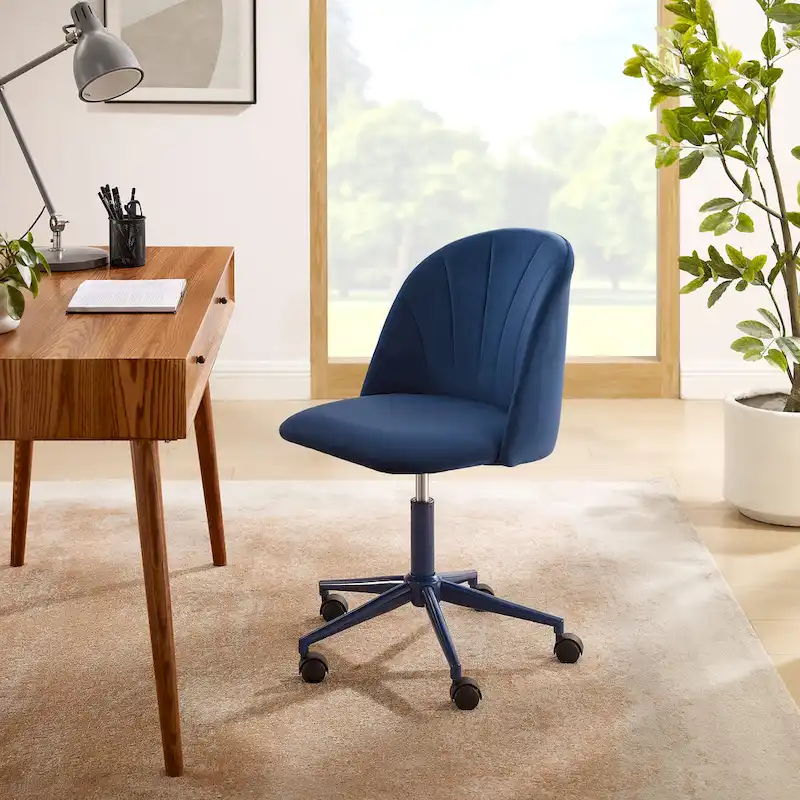 Aubrie Velvet Curved Swivel Desk Chair