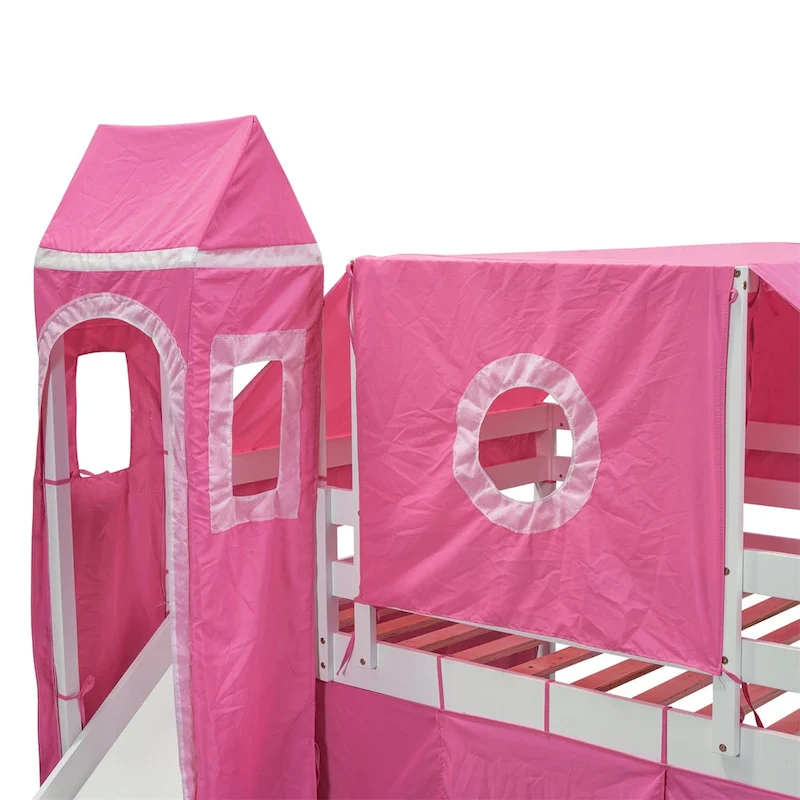 Merax Full/Twin Loft Bed with Tent and Tower