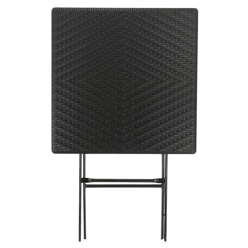Plastic Rattan Folding Square Table in Black