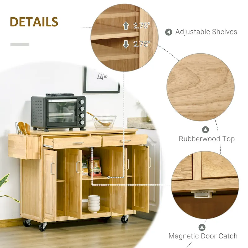 Kitchen Island On Wheels(no include stool)