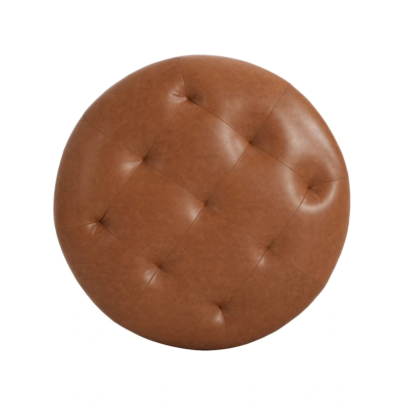 Christopher Knight Home PU Leather Button Tufted Round Ottoman