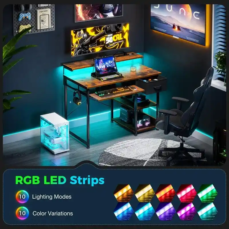 40 Inch Office Desk with Power Outlets