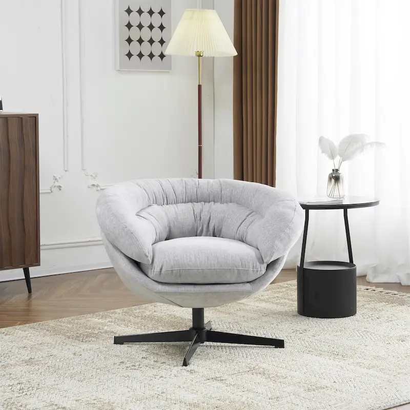 Chenille Upholstered Swivel Club Chair