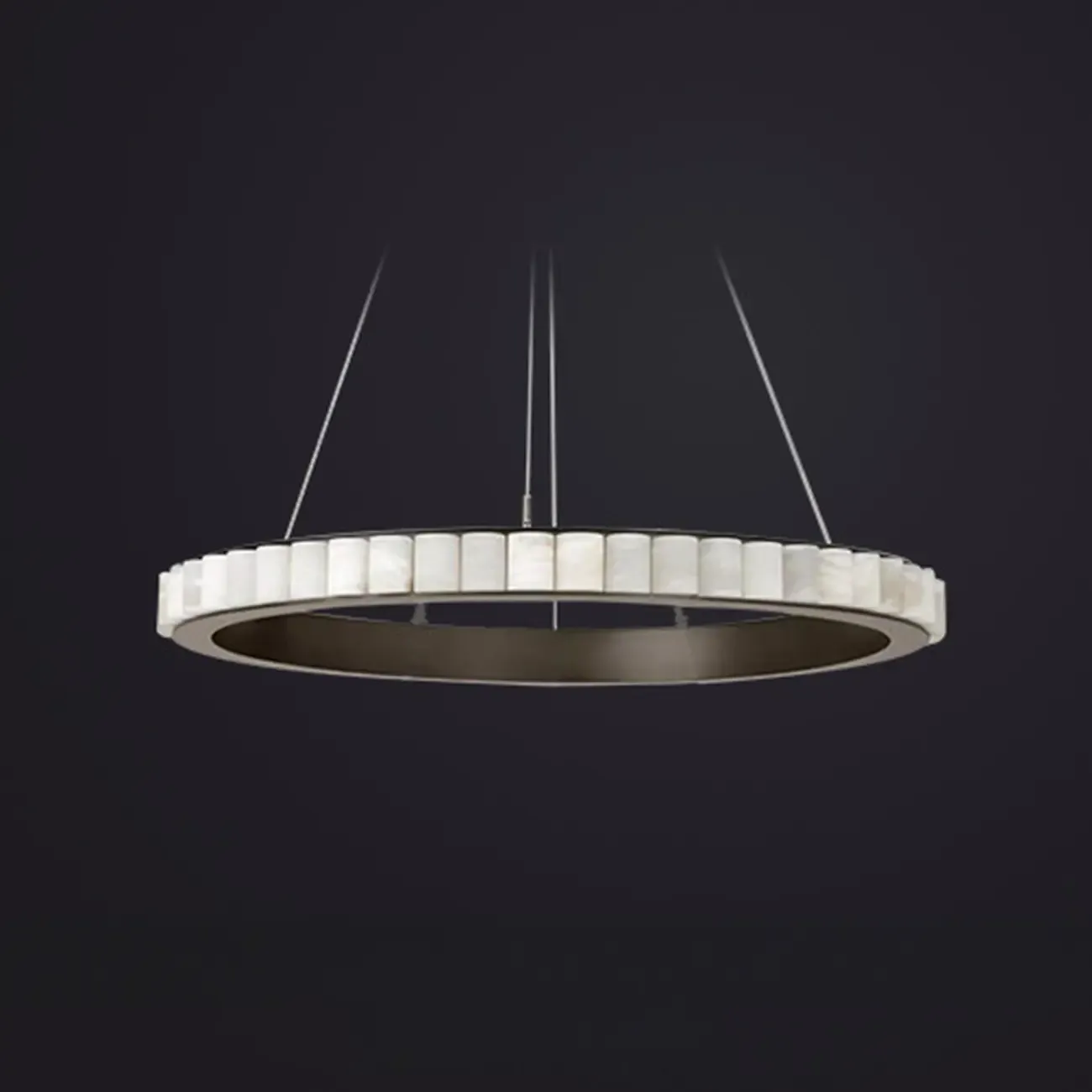 Circular 2-layer Modern Alabaster Steel Pendant Chandelier