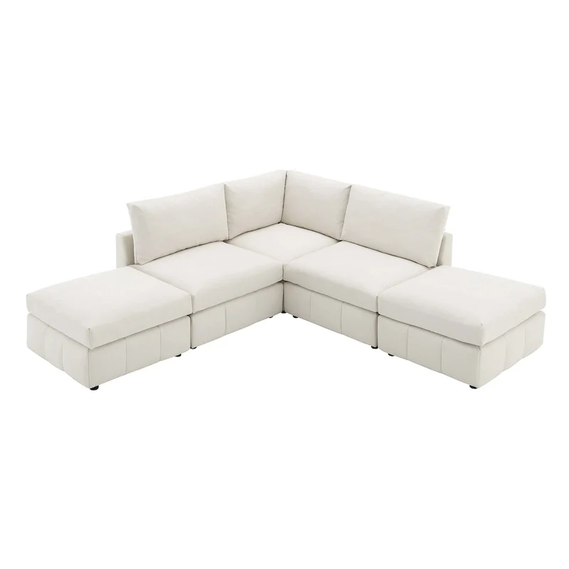 [VIDEO provided][New]93Modern Sectional Sofa with Vertical Stripes,5-Seat Armless Couch Set with Convertible Ottomans,Various C