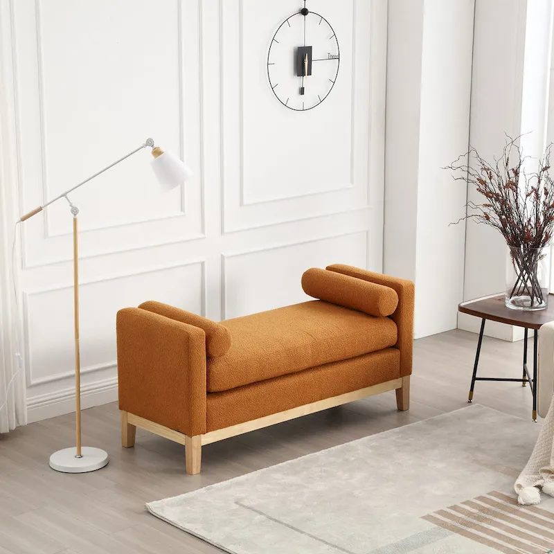 Elegant Upholstered Bench,with Wood Legs