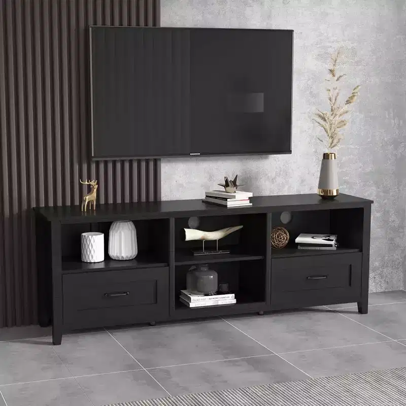 TROPOW TV Stand for TV Up to 70 Inches Entertainment Center Media Console with Drawers Open Shelf Large Storage Space Kitchen Buffet Table