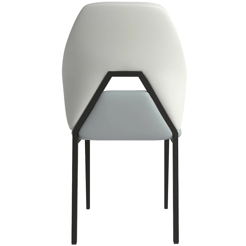 Eclat Leather Dining Chair in Black Iron Modern Upholstered Accent Kitchen Side Chair