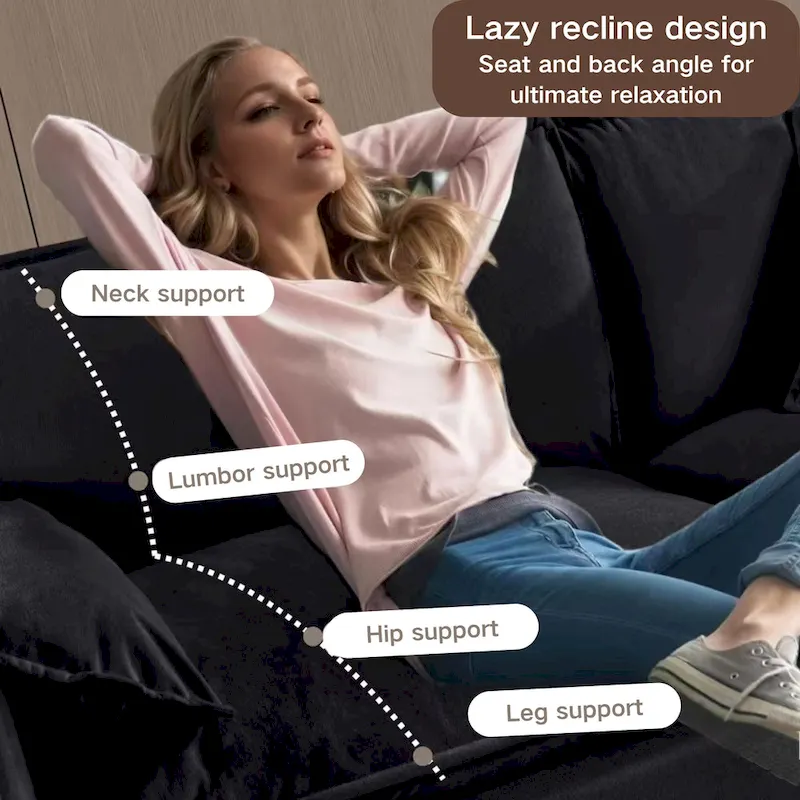 75.59 Chenille Cloud Loveseat Sofa with Deep Seat and 4 Pillows