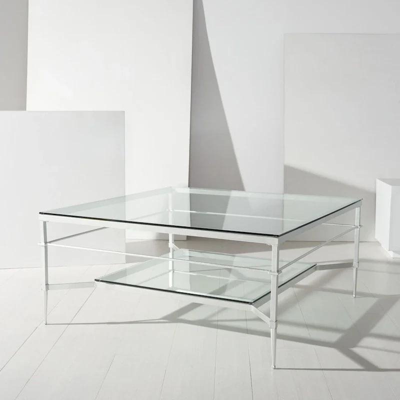 Leaf Cocktail Table with Glass Shelf, 43