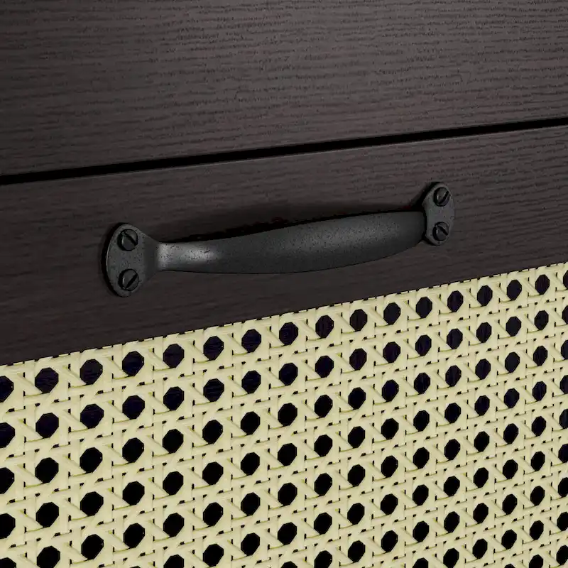 Tropical Espresso Faux Rattan Webbed 4-Drawer Mini Chest by