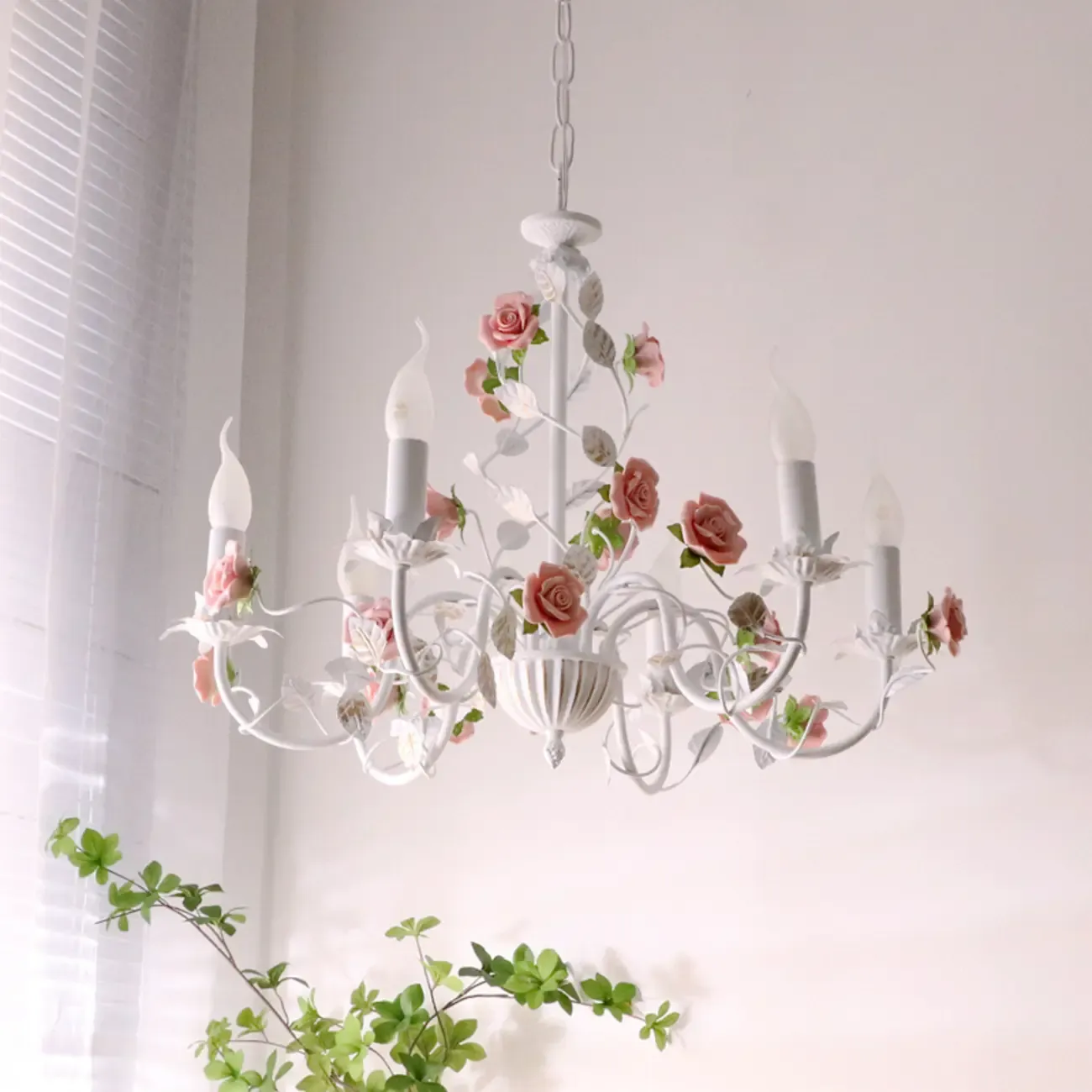 Vintage Metal Floral Shape Chandelier with Height Adaptive