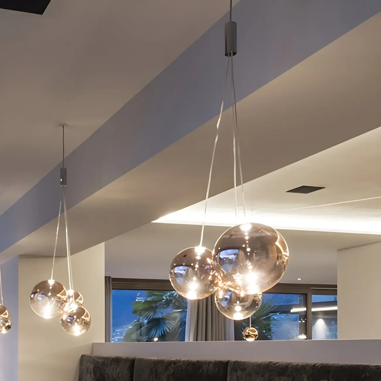 3-Light Mini LED Glass Ball Chandelier with Modern Design
