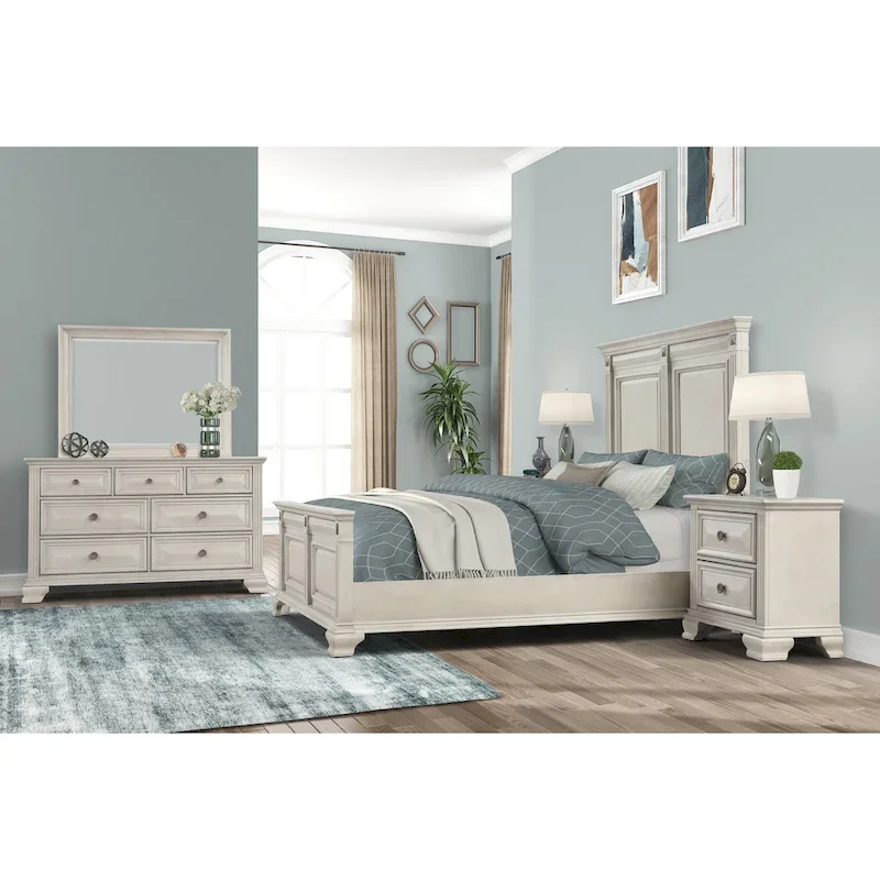 Renova Distressed Parchment Wood 5-piece Bedroom Set