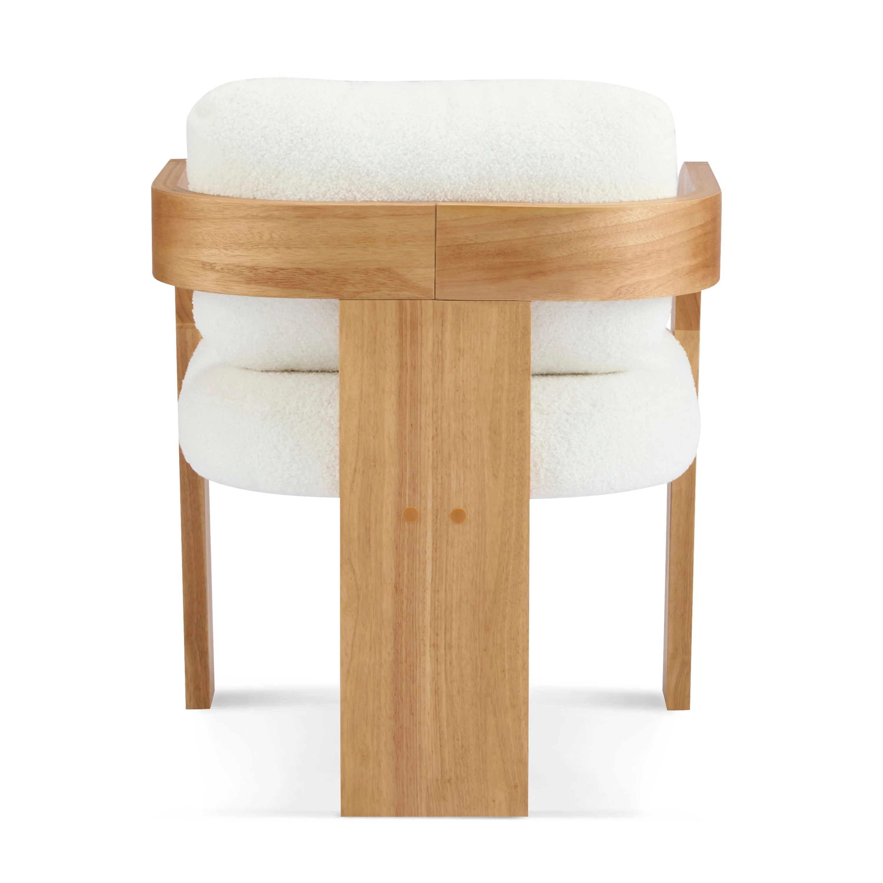 White Boucle 2 Pack Dining Chairs with Pillow Back and Solid Wood Frame