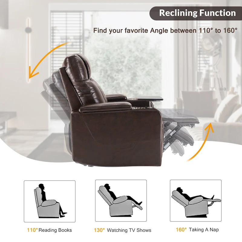 Power Motion Recliner with 2 Convenient Cup Holders