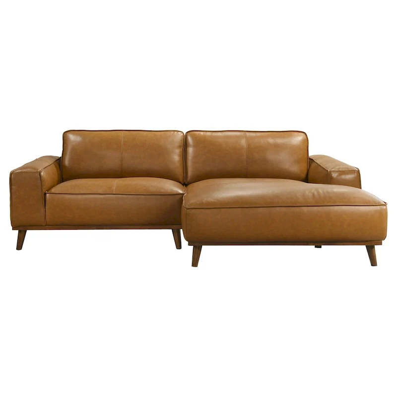 Dayton Mid-Century Modern Genuine Leather Sectional Sofa