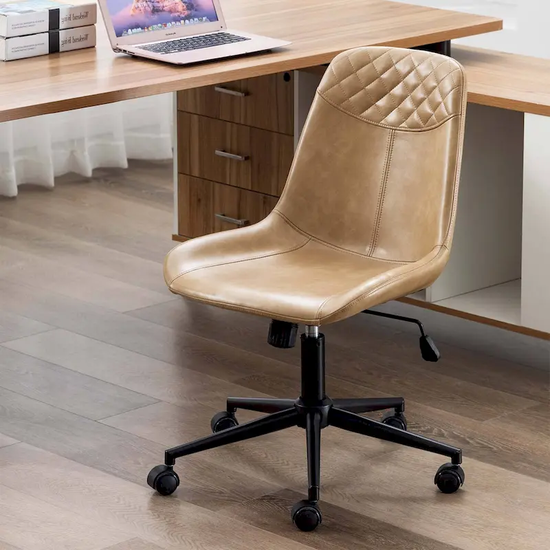 Curved Faux Leather Task Chair Air Lift Office Chair