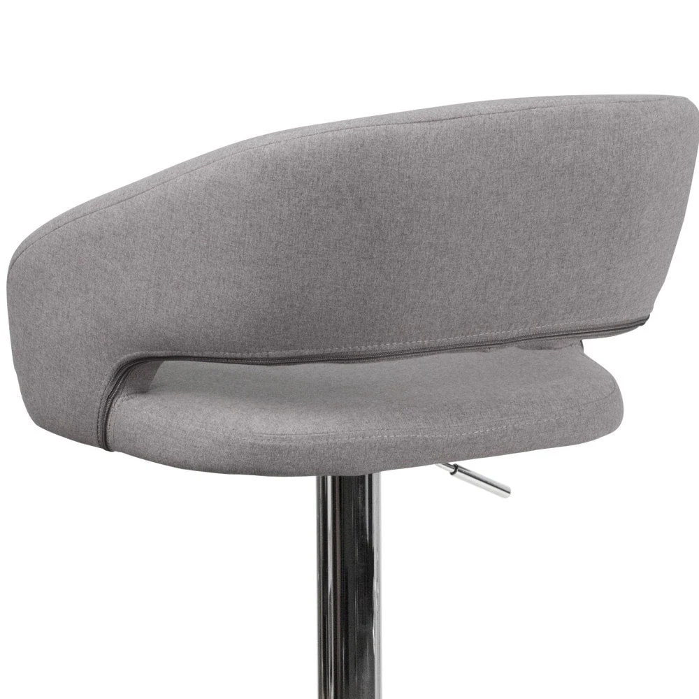 Modern Upholstered Adjustable-Height Barstool with Rounded Back