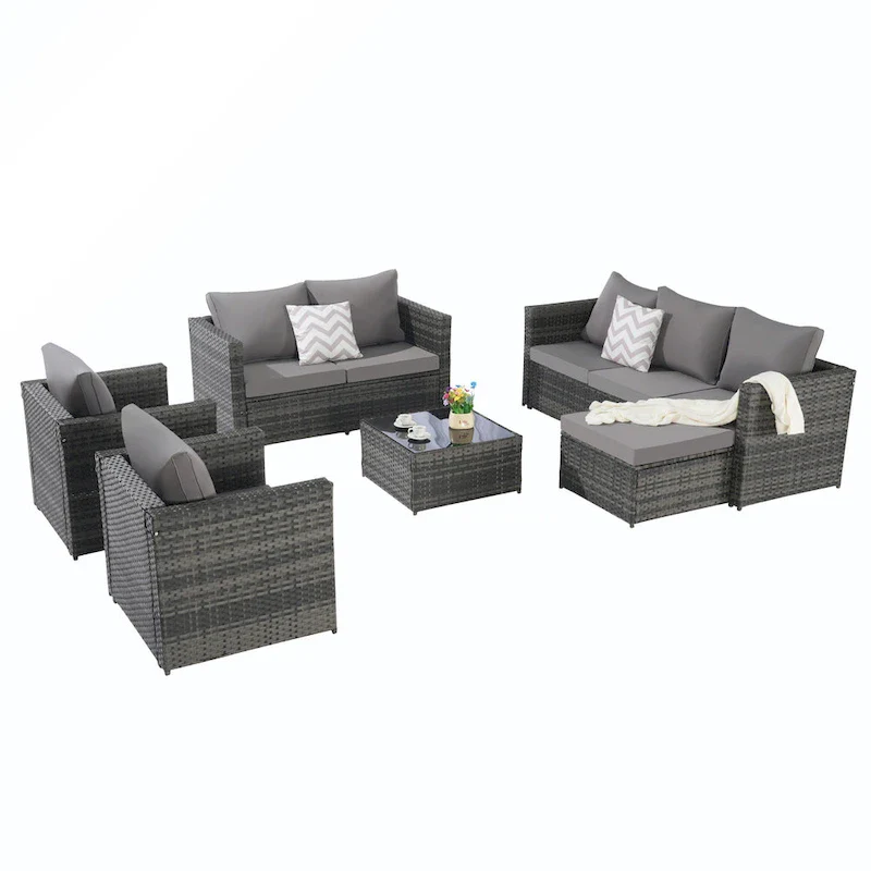 6PCS Rattan Convrtsation Set With Glass Table