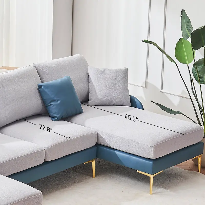 Ouyessir U-Shape Sectional Sofa 4-Seat Couch with Double Chaise Lounge