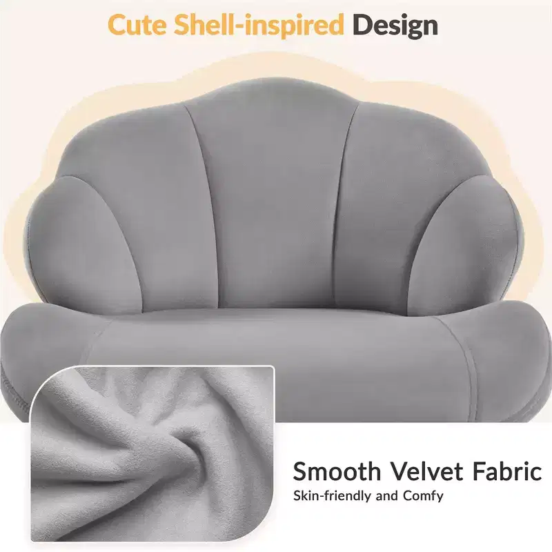 Yaheetech Set of 2 Swivel Upholstered Desk Chair with Tufted Shell-Shaped Back and Adjustable Seat Height