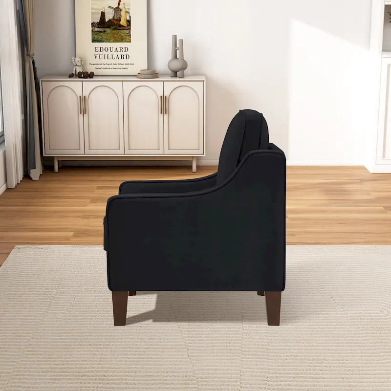 Modern Velvet Upholstered Accent Chair Single Sofa Armchair