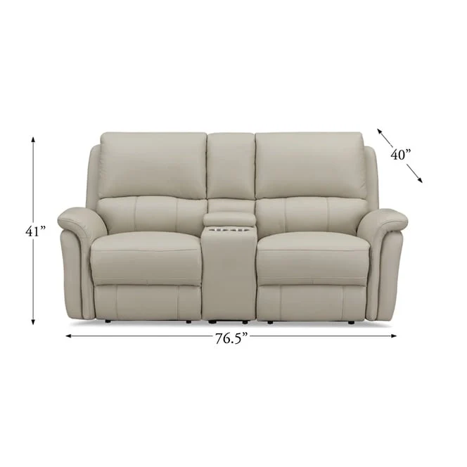 Hydeline Erindale Zero Gravity Power Recline and Headrest Top Grain Leather Loveseat