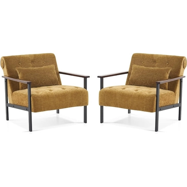 MCombo set of 2 Modern Accent, Ergonomics Lounge Chair for Living Room, Chenille, HQ417