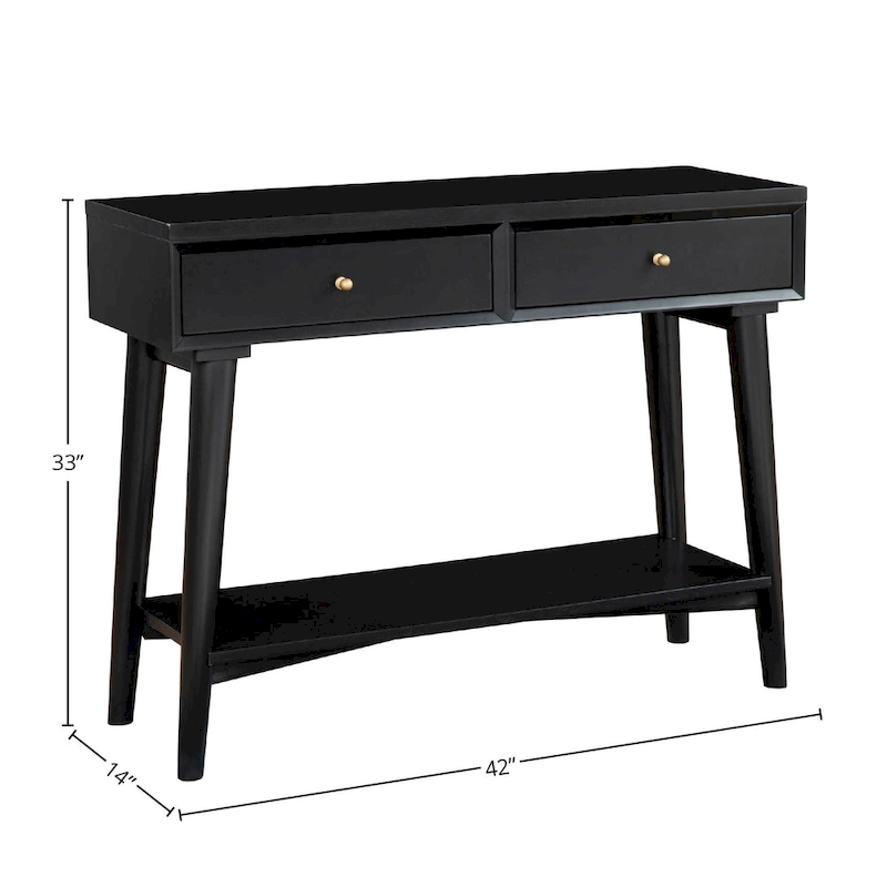Alpine Furniture Flynn Mid Century Modern Console Table with 2 Drawers