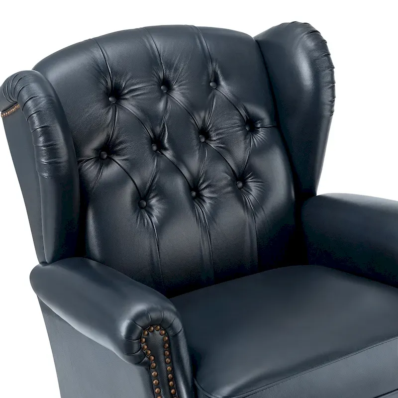 Alex Classic Wingback Leather Armchair with Nailhead Trim Set of 2 by HULALA HOME