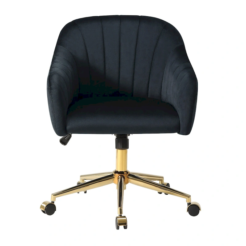 Farrah Velvet Tufted Adjustable Height Swivel Office Vanity Chair with Gold Base