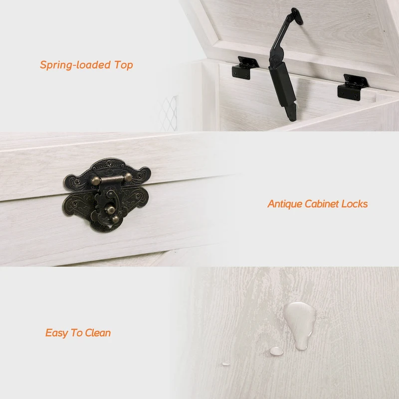 WAMPAT Lift Top End Table,Nightstand with Rustic Lock