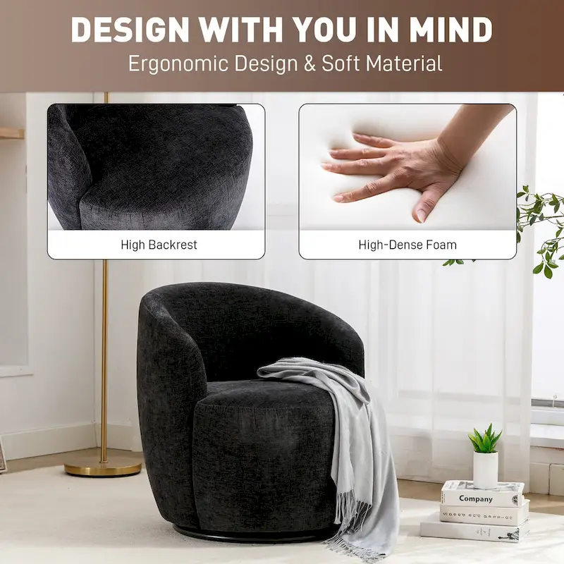 Ouyessir Accent Upholstered Round Velvet 360 Degree Swivel Sofa Chairs