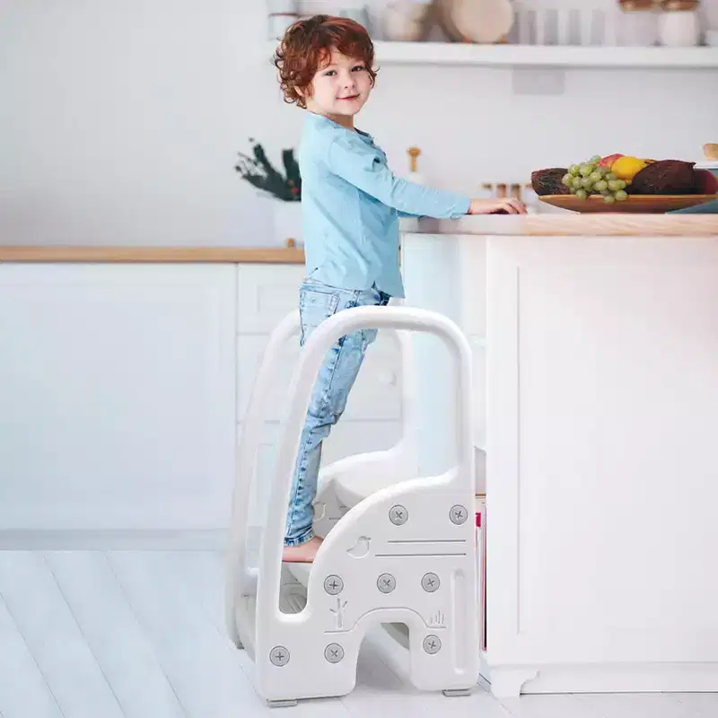 Toddler Step Stool, Kids Step Stool with Handles Sides, Plastic 3 Step Stool for Bathroom Sink,Kitchen Counter,Toilet Potty Training
