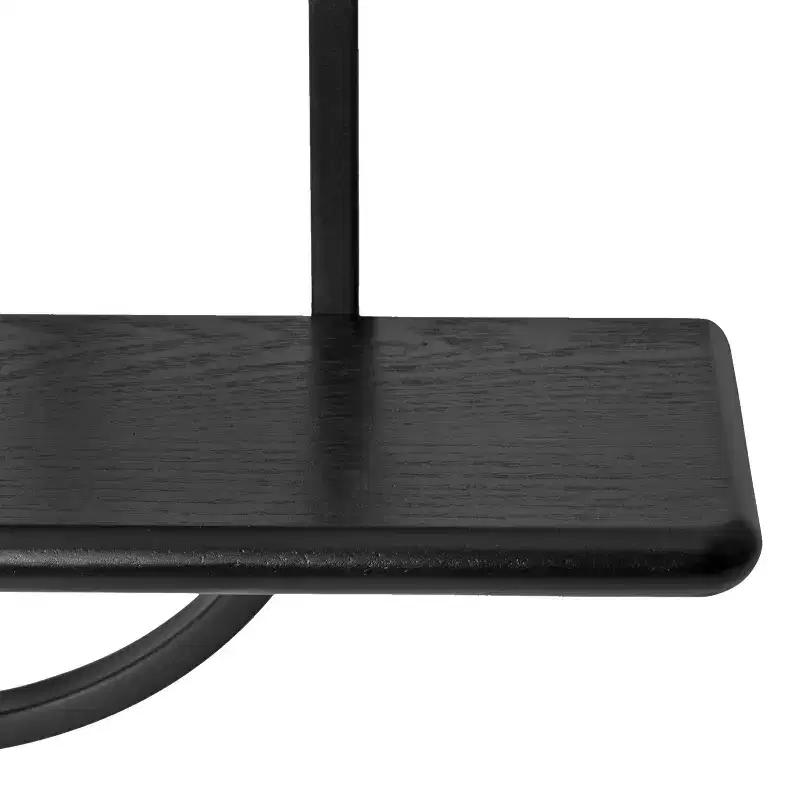 3-Tier Arched Floating Wall Shelf – Black Metal & Wood, 18x5.5x30 in