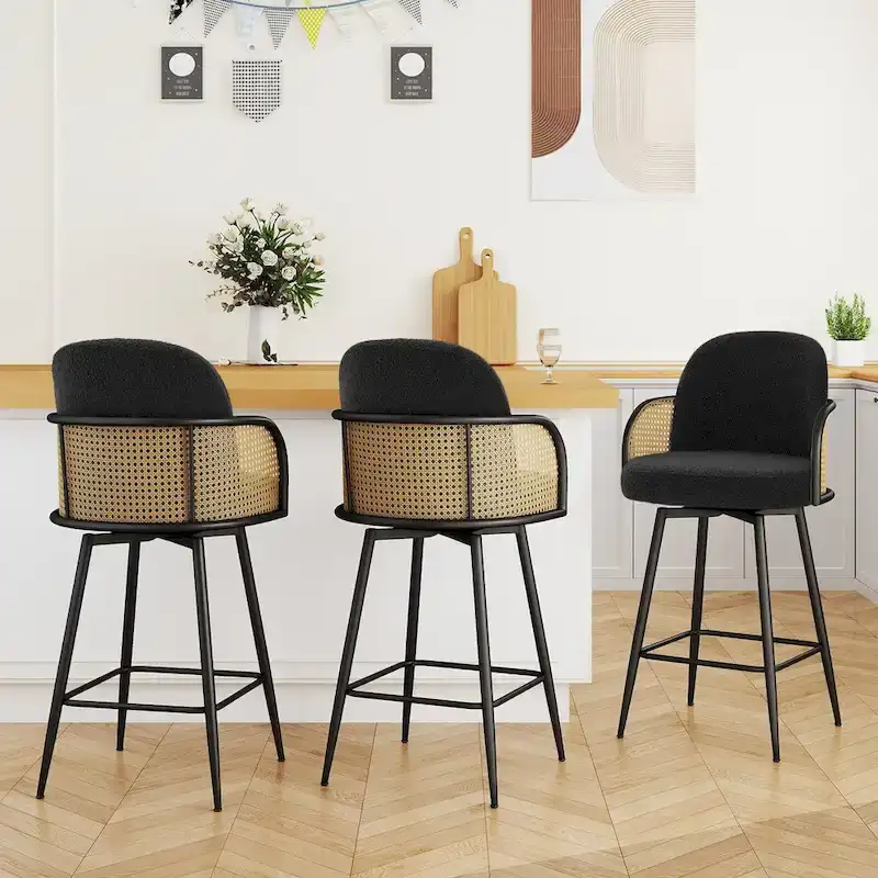 26-Inch Fabric Upholstered Swivel Counter Height Bar Stools - 38.2 H x 21.5 W x 23.2 D
