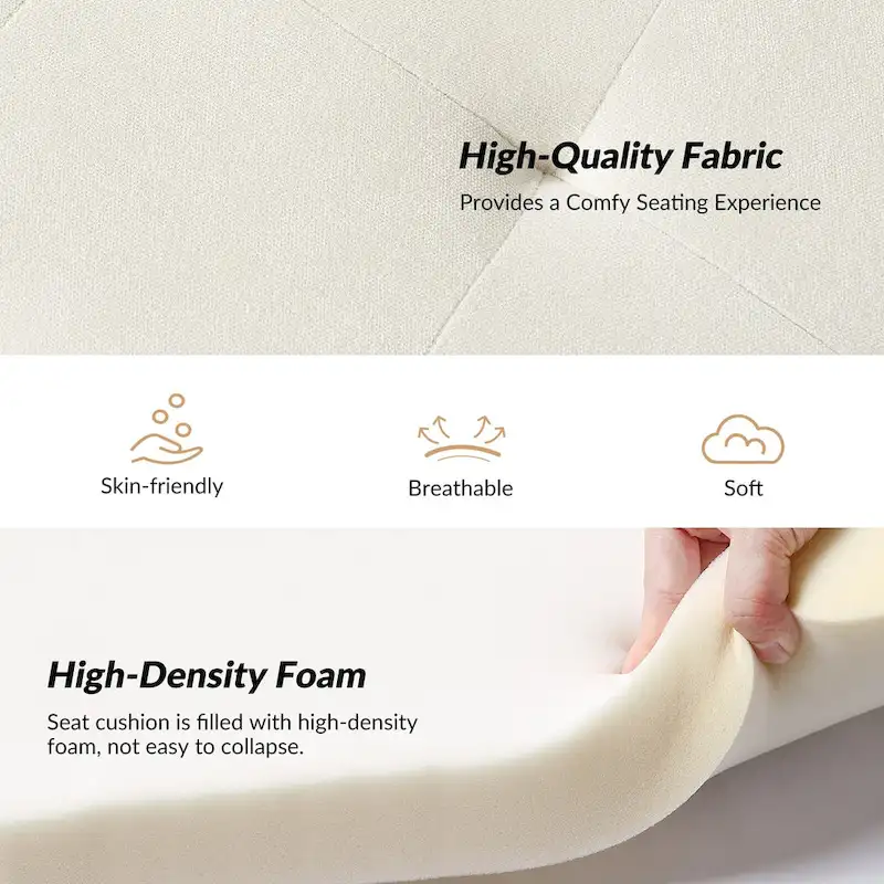 Luis Modern Upholstered Low Back Bench with Sturdy Golden Metal Tapered Leg by HULALA HOME