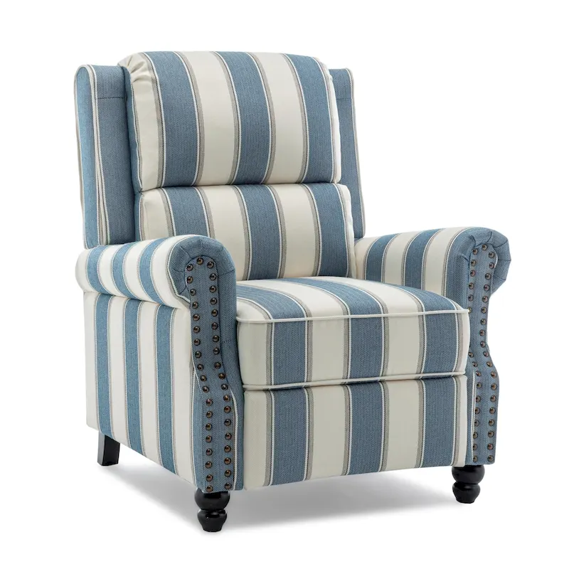 2 Set Nail-head Padded Seat Pushback Recliner Chair