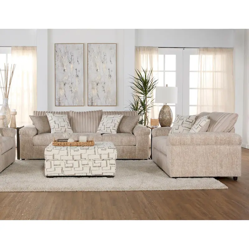 Roundhill Furniture Nason Wide Wale Corduroy Sofa, Loveseat, and Ottoman Set