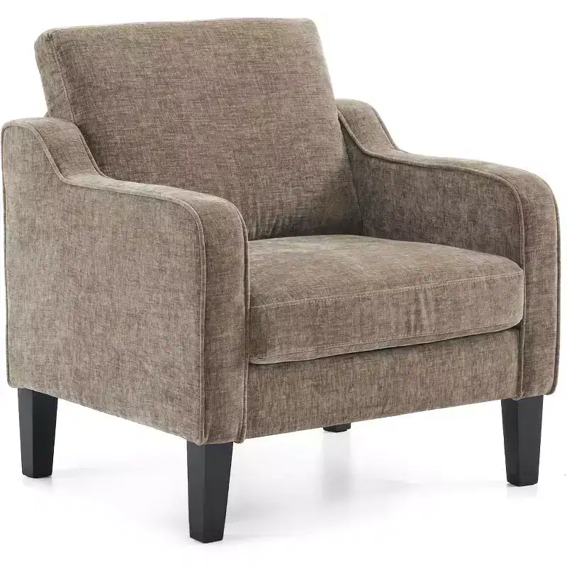 Upholstered Accent Chair, Mid Century Chenille Armchair, 1-Seat — Black / Cream White / Dark Green / Light Brown / Light Gray / Navy Blue / Olive Green / Rustic