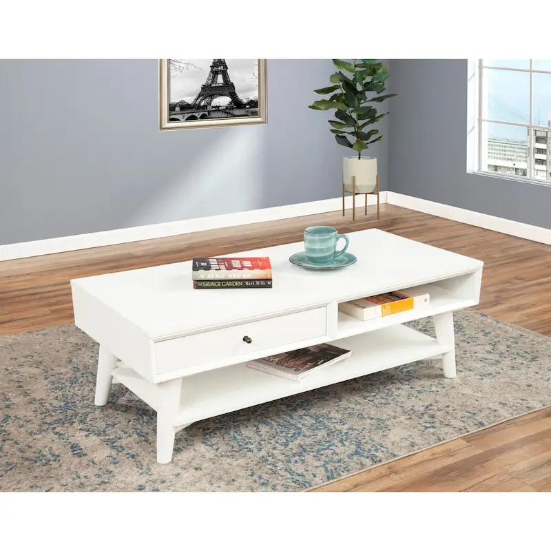 Alpine Furniture Flynn Mid Century Modern 1 Drawer Coffee Table