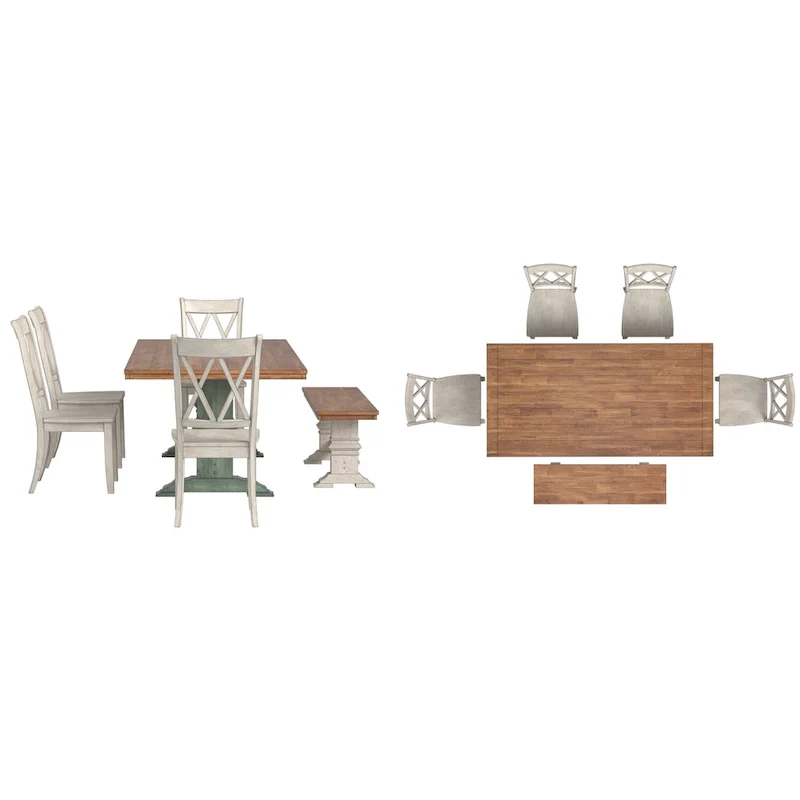 Ronda 78.7 Rectangular Solid Wood Top Dining Set with X-Back Chairs