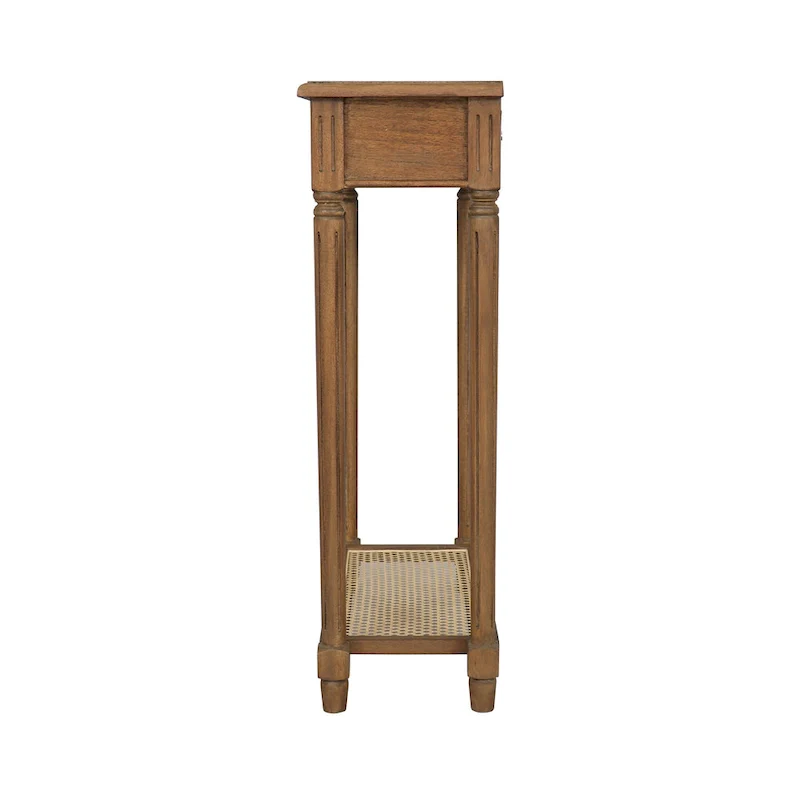 1-drawer Solid Wood Console Accent Table with Cane Shelf