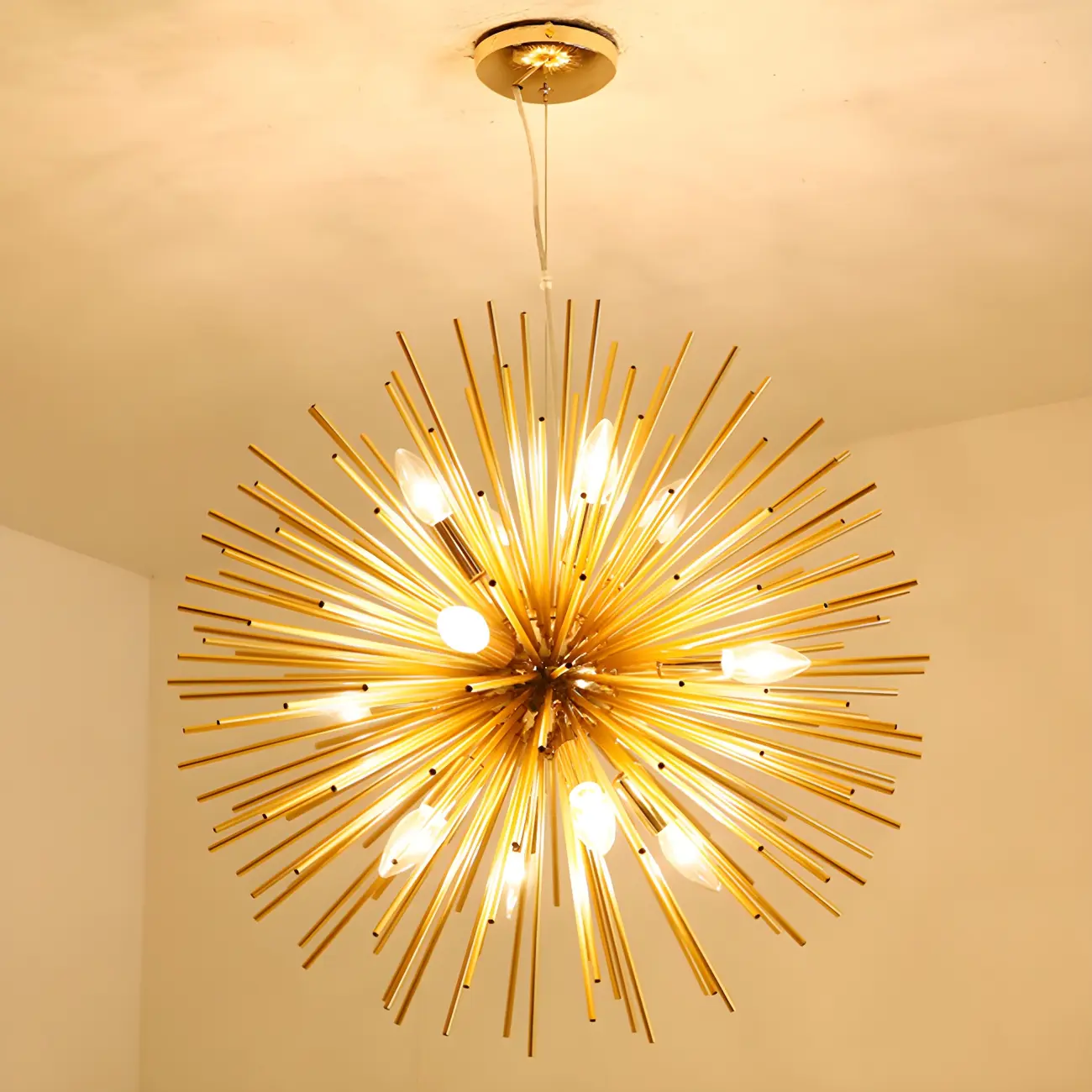 Unique Gold Sputnik Starburst Chandelier Height Adjustable